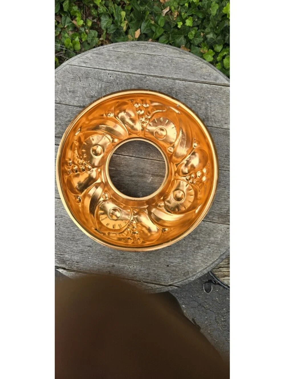 Vintage Copper Tone Fruit Wreath Cake Jello Mold Wall Hanging Decor 13